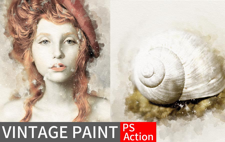 复古绘画效果PS动作(Vintage Painter Photoshop Action)