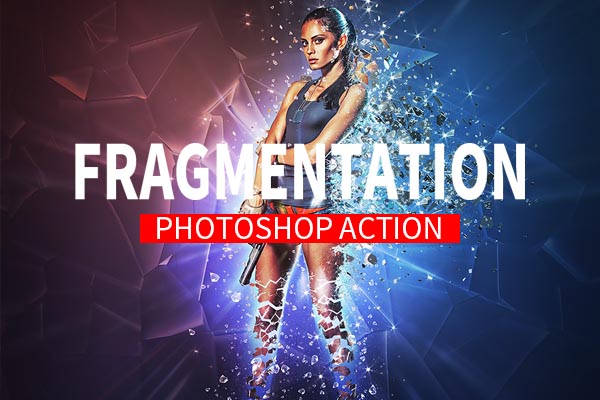 玻璃飞溅破碎效果特效PS动作(Fragmentation – Shattered Glass Photoshop Action)