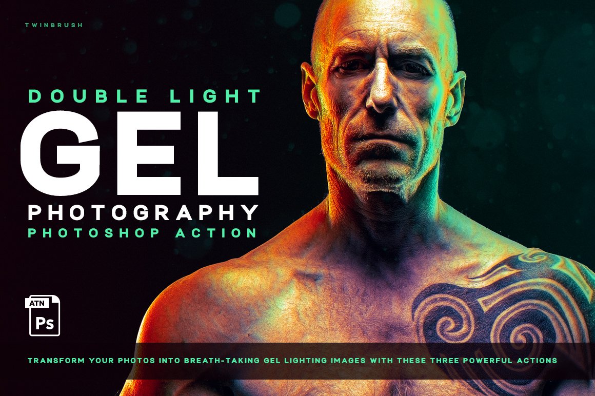 双重照明光影效果PS动作(Dual lighting Gel Photoshop Action)