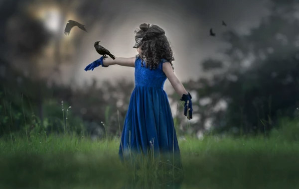 PS魔幻小女孩照片色调曲线色阶后期调色视频教程-“Azul Libertad” Fine art Composite – Lisset Perrier Photography