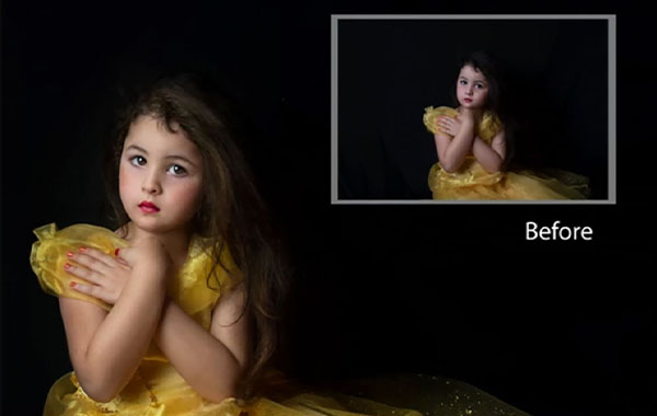 小女孩黑色背景照片后期调色处理视频教程Belle Tutorial – Lisset Perrier Artistry