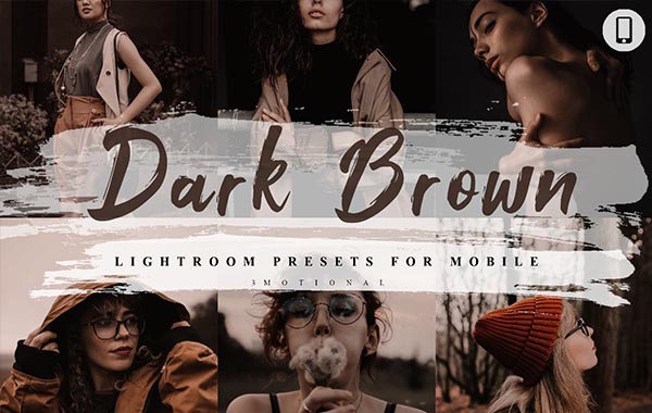 5组暗棕色度假森林海滩室内Ins人像摄影手机LR预设调色滤镜-5 Dark Brown Mobile Lightroom Presets