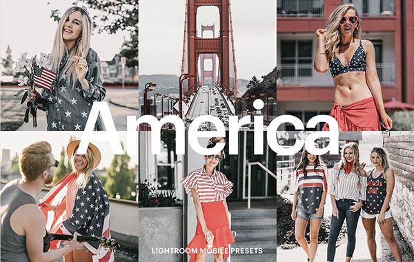美国主题人像婚礼旅拍食物手机LR预设调色滤镜-Lightroom Preset-America Theme
