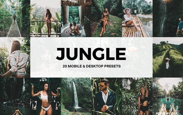 绿橙色调LR预设森林旅行调色PS/PR/FCPX 达芬奇LUT视频滤镜-20 Jungle Lightroom Presets and LUTs