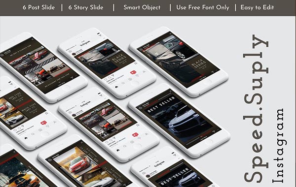 PSD模板-6组汽车产品展示模板-Speed.Suply Instagram Vol.20