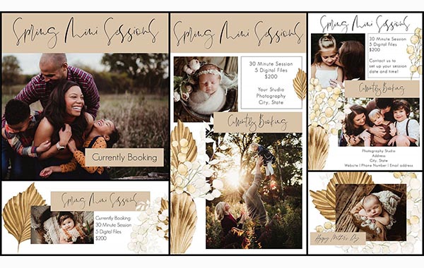 摄影营销PSD模板-Mini Session Template Marketing Set | Boho Rattan