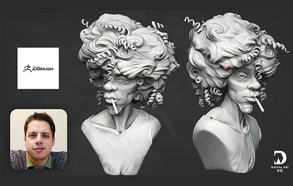 ZBrush个性角色半身像数字雕刻实例制作视频教程 – Stylized Sculpting From Real Life References in Zbrush-