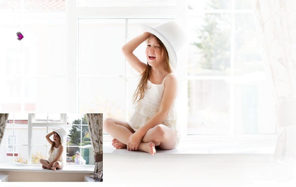 小女孩蝴蝶奶白色照片后期处理调色视频教程-Butterfly in the Window Editing Tutorial