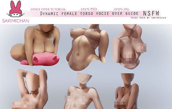 动态女性躯干裸体绘制视频教程-教程Dynamic Female Torso Turorial by Sakimi Chan