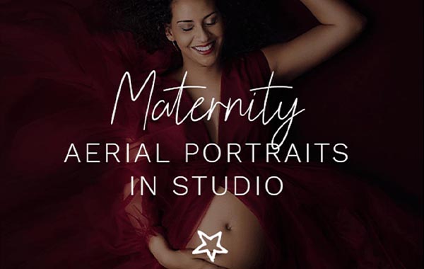 摄影棚里的孕妇航拍照片-Maternity Aerial Portraits in Studio by MOK-A Photographie