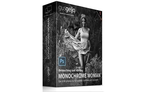单色女人照片后期处理修饰视频教程-Gus Geijo – Monochrome Woman: Retouching and Editing Course