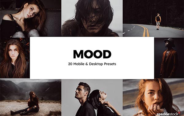 20 Mood Lightroom Presets and LUTs by SparkleStock