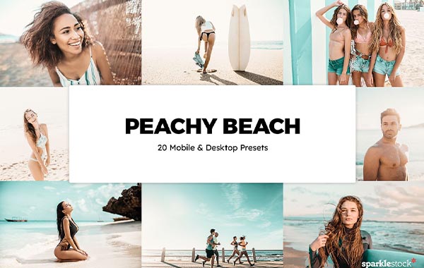 20款桃红色人像海滩橙蓝色PS/PR/AE/FCPX 达芬奇LUTS视频滤镜-20 Peachy Beach Lightroom Presets