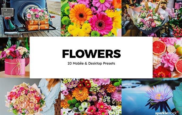 花卉花朵色彩缤纷颜色PS/PR/AE/FCPX 达芬奇LUTS视频滤镜-20 Flowers Lightroom Presets & LUTs