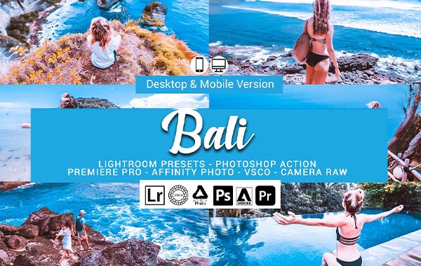 清新冷色系旅拍人像巴厘岛PS/PR/AE/FCPX 达芬奇LUTS视频滤镜-Bali Lightroom Presets
